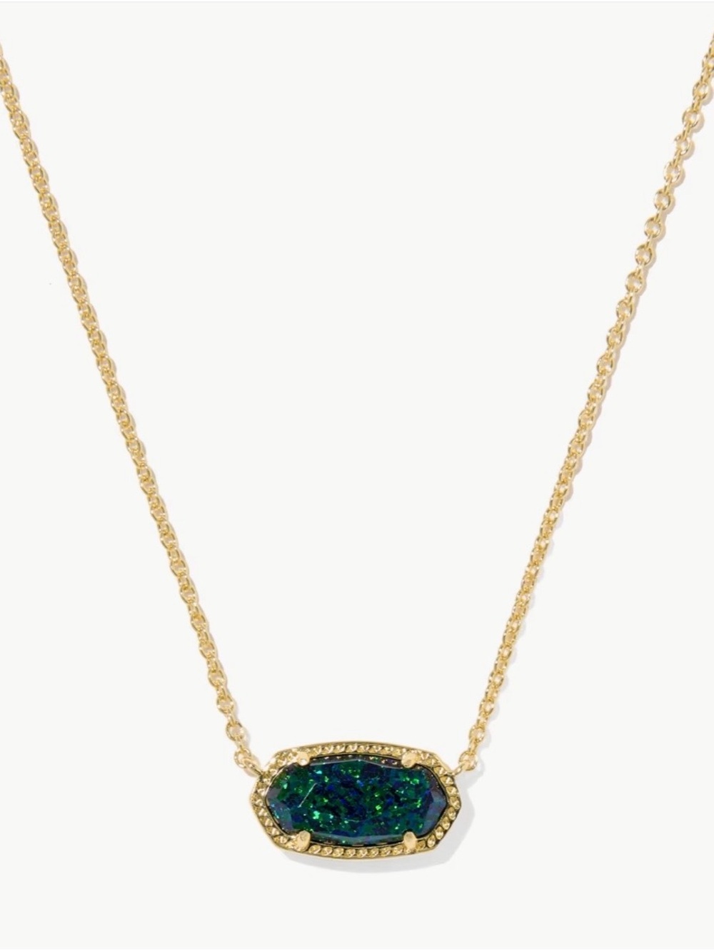 NWT Kendra Scott Gold Necklace with Blue-Green Druzy Pendant